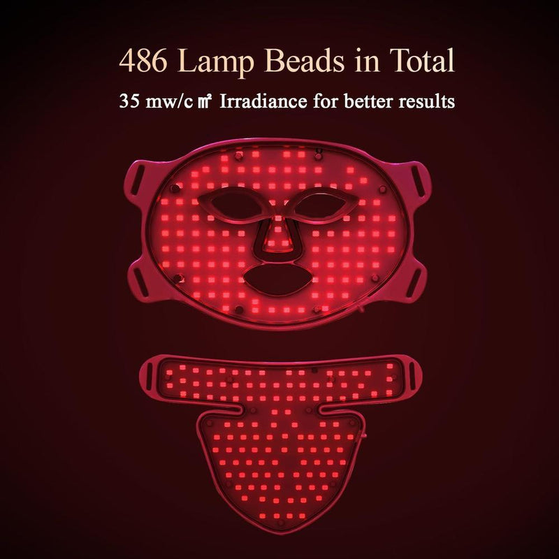 Máscara Facial Y De Cuello Megelin Terapia De Luz Led Roja, 7 Colores, Para Rejuvenecimiento De La Piel Blano
