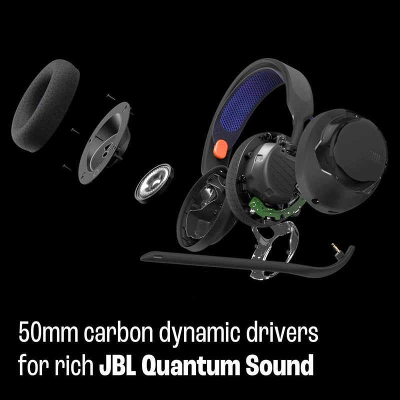 JBL Quantum 250 - Auriculares Gaming Multiplataforma con Sonido Espacial y Micrófono con Cancelación de Ruido, Diseño Cómodo