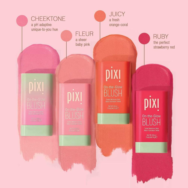 Pixi On-The-Glow Blush - Hidratante Bálsamo Labial Con Ginseng Y Aloe Para Mejillas Y Labios 19g