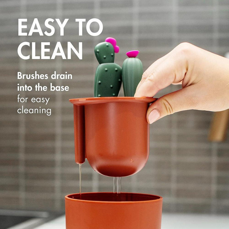 Boon - Juego De Cepillos En Forma De Cactus Para Limpiar Biberones, Color Terracota