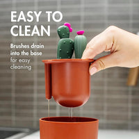 Boon - Juego De Cepillos En Forma De Cactus Para Limpiar Biberones, Color Terracota