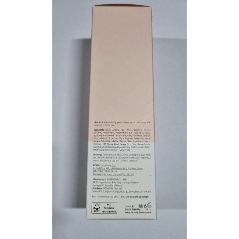 Beauty Of Joseon Tónico Facial Esencia Ginseng 80% Hidratante 2% Niacinamida 0.5% BHA 150ml