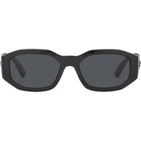 Versace Gafas de sol para hombre, montura negra, lentes gris oscuro, estilo elegante
