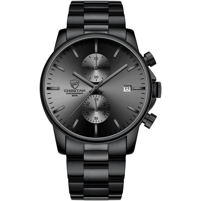 Reloj cronógrafo para hombre GOLDEN HOUR, acero inoxidable, resistente al agua, movimiento de cuarzo y fecha automática