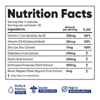 Immuneti - Defensa inmune avanzada, mezcla 6 en 1 con vitamina C, vitamina D3, zinc, saúco, ajo y equinácea