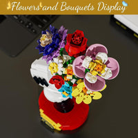 Ramo de flores con soporte, juego de construcción de flores artificiales, regalo para San Valentín