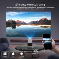 HP MC450 Mini proyector portátil inteligente con WiFi, Bluetooth, aplicaciones con licencia y soporte 4K, control de voz y USB-C