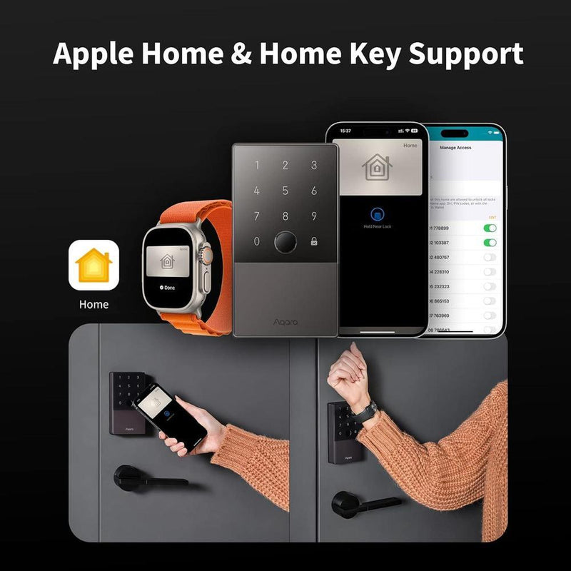 Cerradura inteligente Aqara U100 sin llave, compatible con Apple HomeKit, Alexa, Google e IFTTT, con teclado táctil y Bluetooth