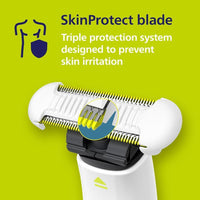 Philips Norelco OneBlade Intimate para aseo púbico, recorta y afeita con protección extra para la piel, modelo QP1924/70