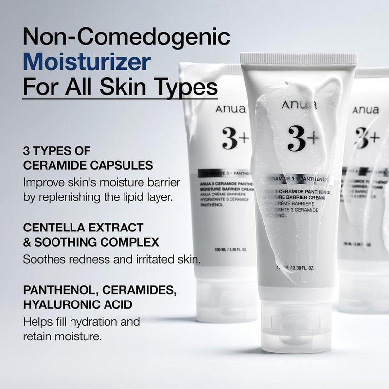 ANUA crema con ceramida y pantenol, hidratante facial para piel normal, fortalece la barrera cutánea sin obstruir poros