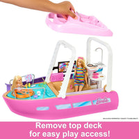 Barbie Dream Boat Playset con más de 20 accesorios temáticos oceánicos incluye tobogán, piscina y delfín