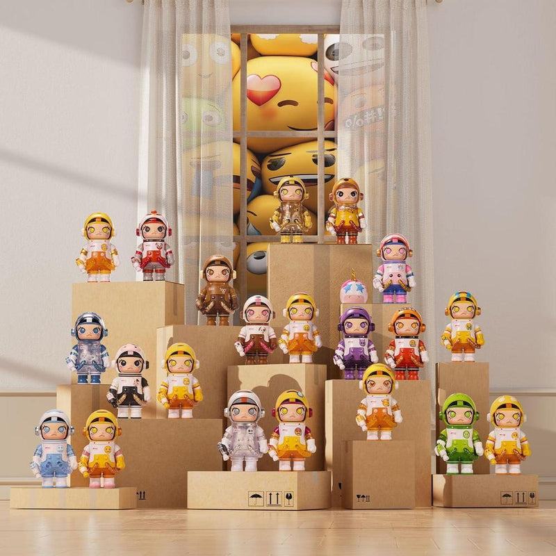 POP MART MEGA Space Molly 100% × Serie Emoji, figuras sorpresa de diseño aleatorio para colección y decoración