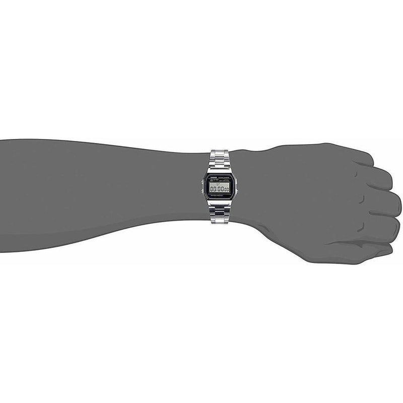 CASIO A158WA-1 Reloj digital para hombre con retroiluminación LED, cronómetro, alarma diaria y resistencia al agua