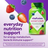 Vitaminas en Goma para Mujeres Vitafusion - Multivitaminas con Sabor a Bayas para Energía, Huesos e Inmunidad