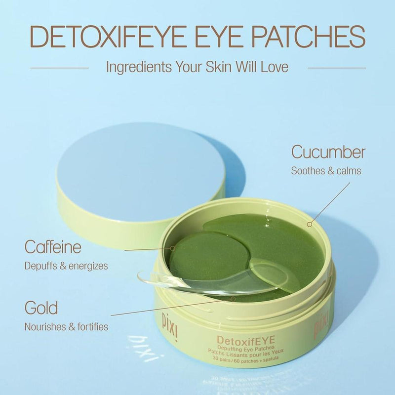 Pixi Detoxifeye Parches Hidrogel Ojos Ácido Hialurónico Y Cafeína, Pepino 60 Parches