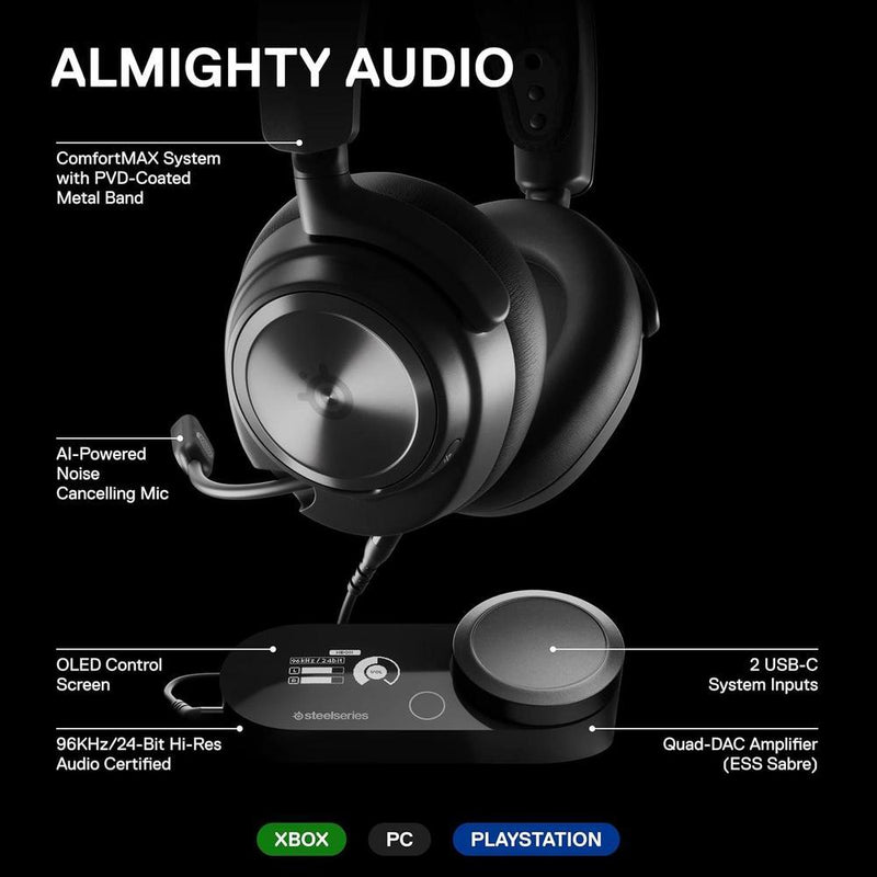 SteelSeries Arctis Nova Pro Auriculares Gaming Multi-Sistema con Audio Hi-Fi y Micrófono Retráctil para PC, PS5, PS4, Switch