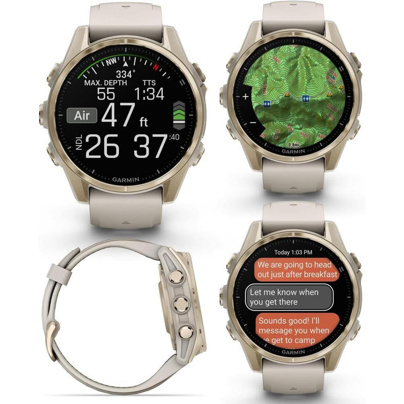 Garmin Fenix 8 Smartwatch Multideporte AMOLED Oro Suave Con Banda Gris Niebla Y Auriculares
