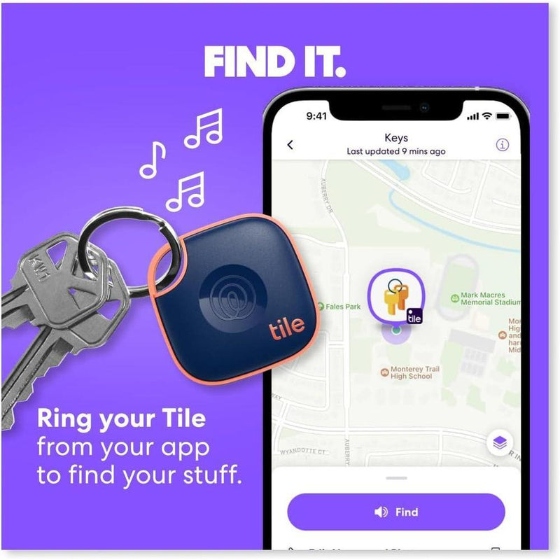 Tile Mate - Rastreador Bluetooth Life360 para llaves, objetos y teléfono, compatible con iOS y Android, color negro/blanco