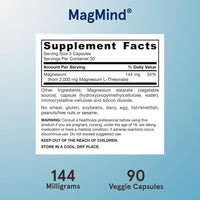 Jarrow Formulas L-treonato de magnesio suplemento para soporte cerebral, 90 cápsulas veganas MagMind Magtein