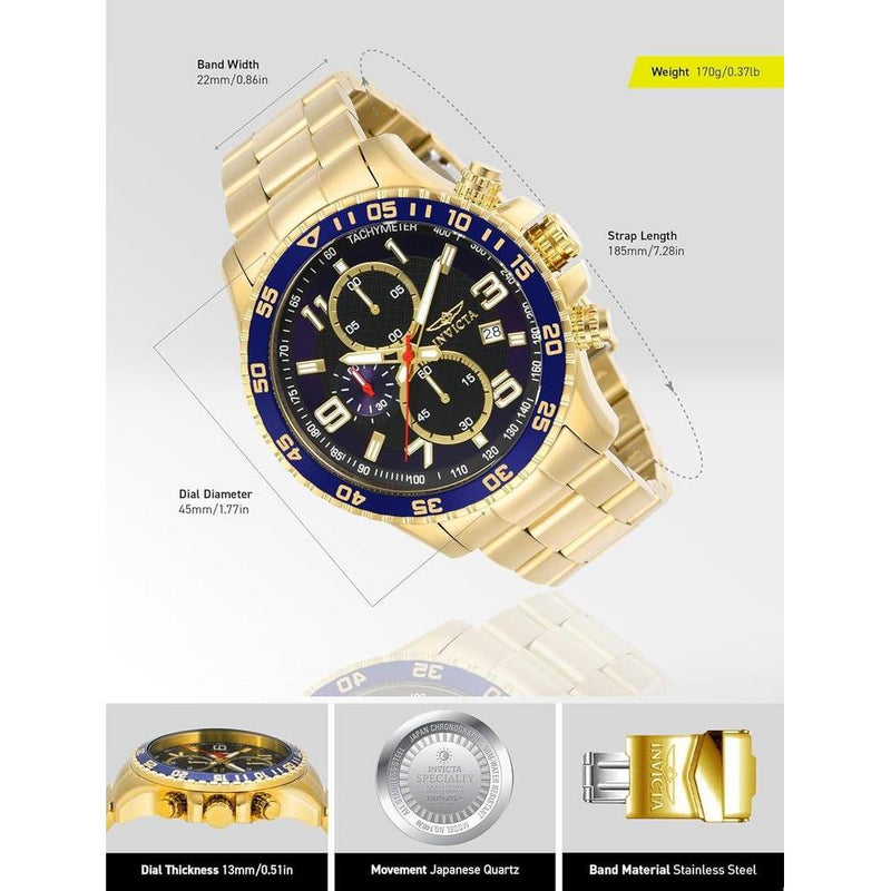 Reloj Invicta Specialty para hombres, cronógrafo, acero inoxidable con dial texturizado, estilo moderno y elegante