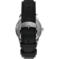 Reloj Timex Easy Reader para hombre con correa de cuero negro, esfera azul y luz Indiglo resistente al agua