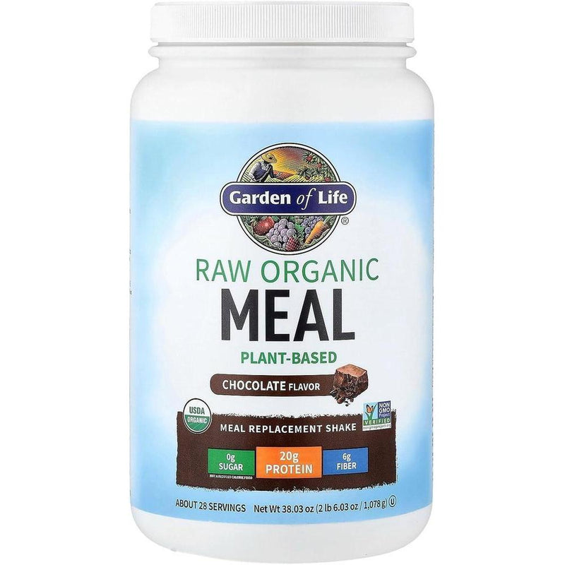 Batido de proteína orgánica Garden of Life sabor chocolate, alto en proteína y fibra, libre de lácteos y sin gluten