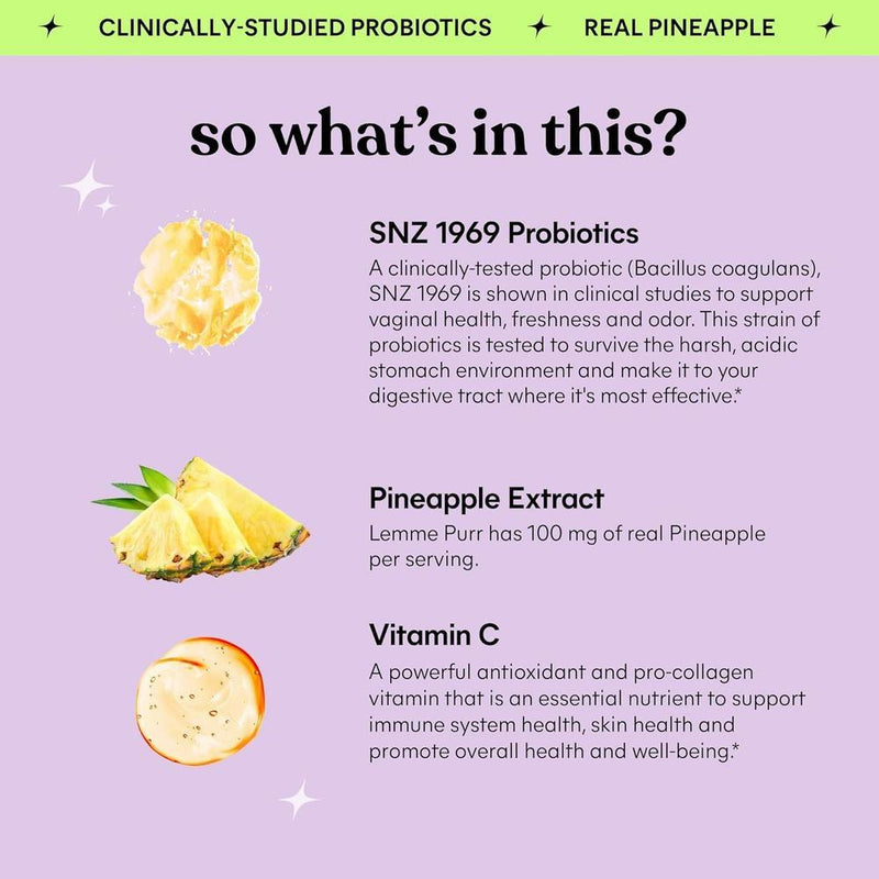 Gomas probióticas Lemme para mujeres con pH equilibrado, salud inmunológica y sabor a piña