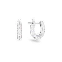 Aretes de aro de cristal Swarovski con diseño clásico y pavé, chapados en rodio, ideales para cualquier ocasión