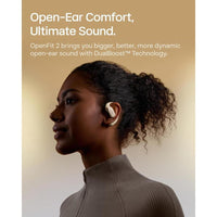 Auriculares De Oreja Abierta Shokz Openfit 2 Bluetooth, Micrófono, 48 Horas Reproducción, Carga Rápida, Beige