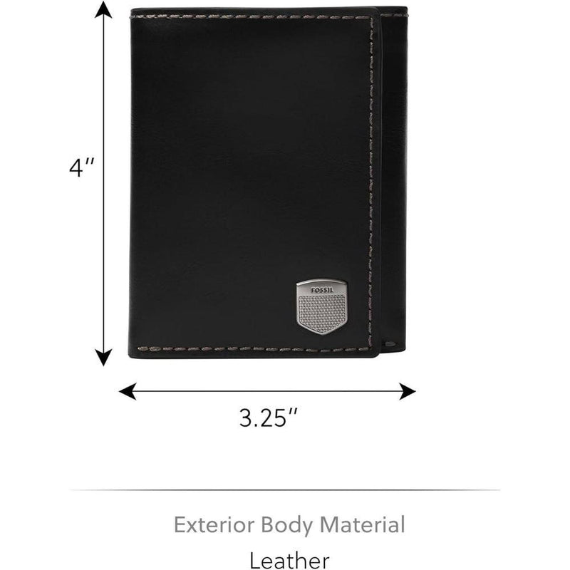 Billetera Trifold de cuero Fossil para hombre con múltiples compartimentos para tarjetas, billetes e identificación
