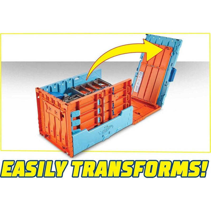 Hot Wheels Race Crate con 3 acrobacias, almacenamiento portátil para edades de 6 a 10