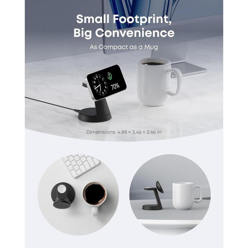 Anker MagSafe Cargador Compatible con iPhone 17/16/15/14, Apple Watch y AirPods, Estación de Carga 3 en 1 MagGo