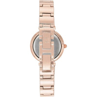 Anne Klein reloj de pulsera para mujer con esfera de diamante genuino, caja de acero inoxidable y pulsera de metal color oro rosa