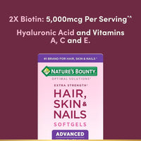 Suplemento Vitaminico Avanzado para Cabello, Piel y Uñas con Biotina y Ácido Hialurónico de Nature's Bounty