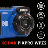 KODAK PIXPRO WPZ2 Cámara digital impermeable, resistente a golpes y polvo con WiFi, 16MP, zoom óptico 4X y video Full HD