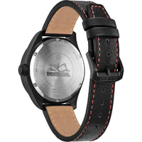 Citizen Eco-Drive Marvel 'Here Comes Deadpool', caja de acero inoxidable negro, correa y esfera negra de cuero