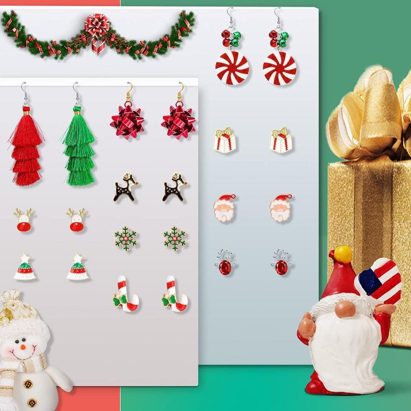 Conjunto de 23 aretes navideños para mujer: árboles, copos, campanas, diseño llamativo, perfecto para regalos