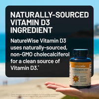 Vitamina D3 de NatureWise para apoyo inmunológico, muscular y óseo, sin GMO ni gluten, en aceite de oliva orgánico