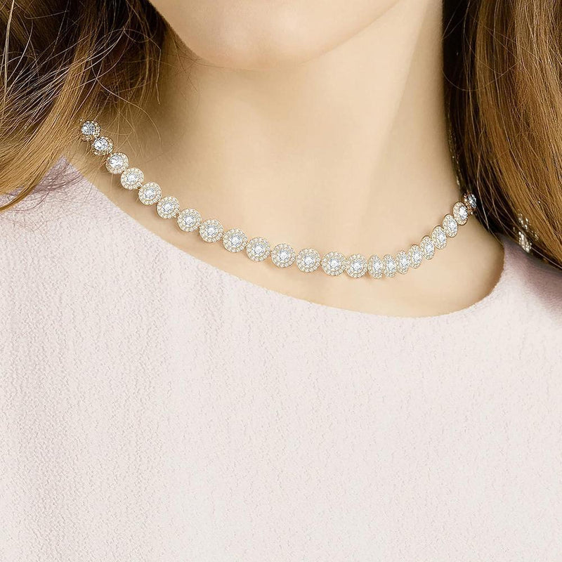 Swarovski Una Angelic All-Around Crystal Necklace Collection con Elegante Acabado en Tono Oro Rosa