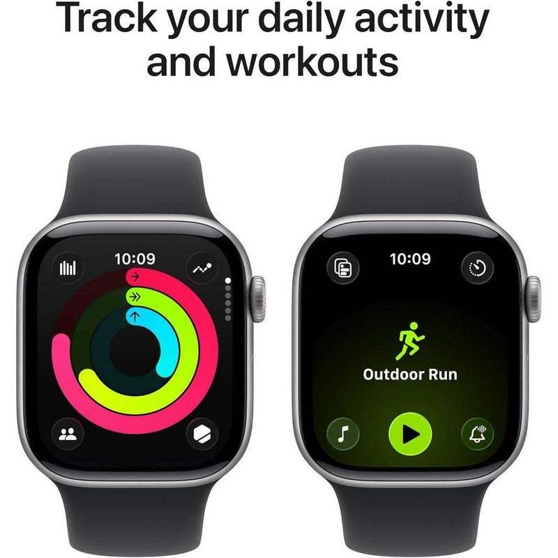 Apple Watch Series 11 GPS con caja de aluminio gris espacial y correa deportiva negra, monitor de salud y fitness