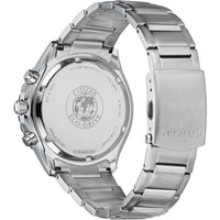 Citizen Reloj cronógrafo Eco-Drive Weekender para hombre en acero inoxidable plateado, esfera negra
