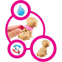 Muñeca Barbie rubia y conjunto boutique de mascotas con 4 mascotas, función de cambio de color y accesorios