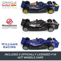 Circuito Hot Wheels Fórmula 1 Grand Prix con 3 Coches a Escala 1:64 y Booster Motorizado