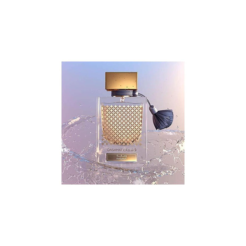RASASI Qasamat Rasana - Eau de Parfum Premium Árabe para Mujeres y Hombres – Fragancia con notas de Bergamota, Sándalo y Ámbar