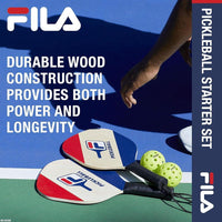 FILA Accessories Juego de 2 palas de pickleball - Incluye 2 raquetas de pickleball, 2 pelotas para exteriores y bolsa de malla