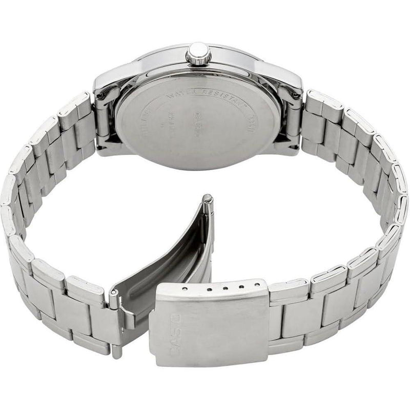 Reloj Casio para Hombre Estándar de Acero Inoxidable, Esfera Negra de Fácil Lectura MTP-V001D-1B