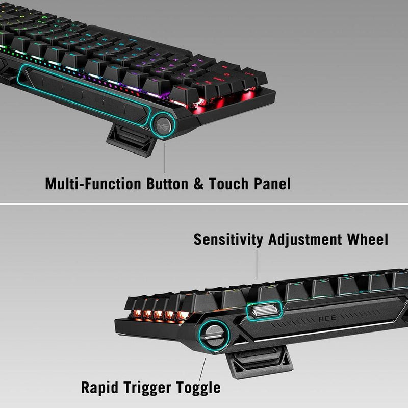 ASUS ROG Falchion Ace 75 HE Teclado para juegos con efecto analógico, interruptor magnético HFX V2 y sondeo de alta frecuencia