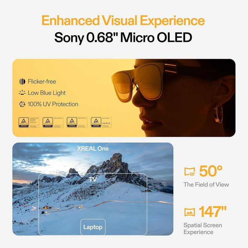 XREAL One - Gafas AR con chip X1, DoF nativas y pantalla HD, compatible con iPhone, Steam Deck, Mac y más