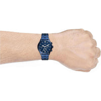Reloj Fenmore de acero inoxidable azul marino con función múltiple y diseño moderno