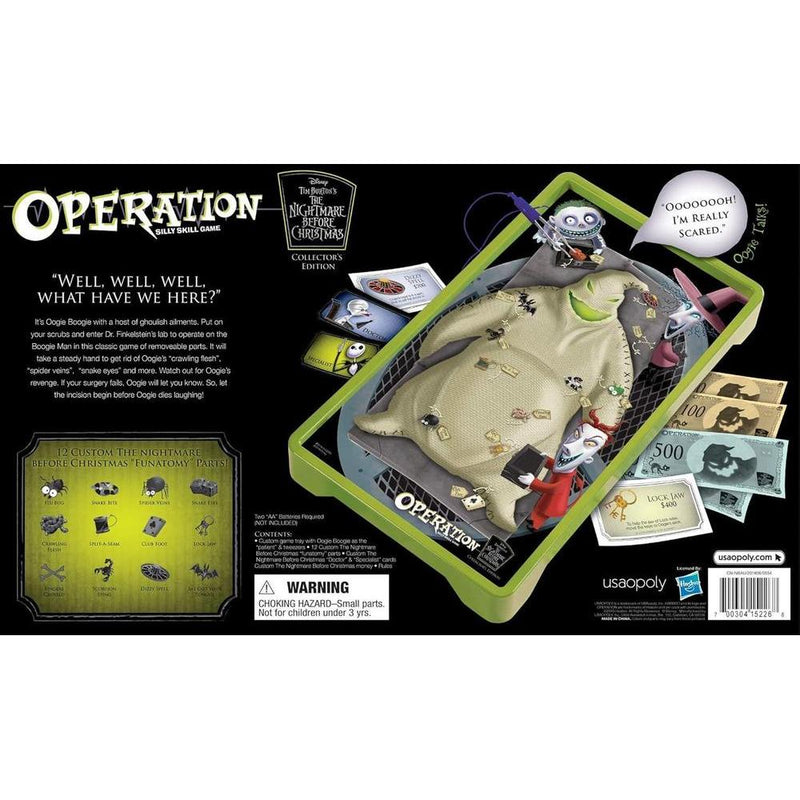 Juego de mesa Operation: Pesadilla Antes de Navidad, con arte de Oogie Boogie, edición coleccionista, para 1 o más jugadores